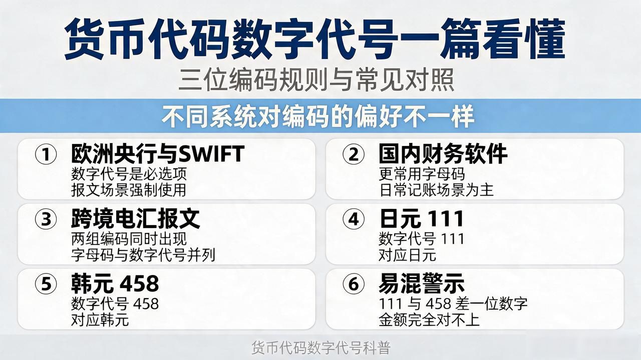 货币代码数字代号一篇看懂：三位编码规则与常见对照