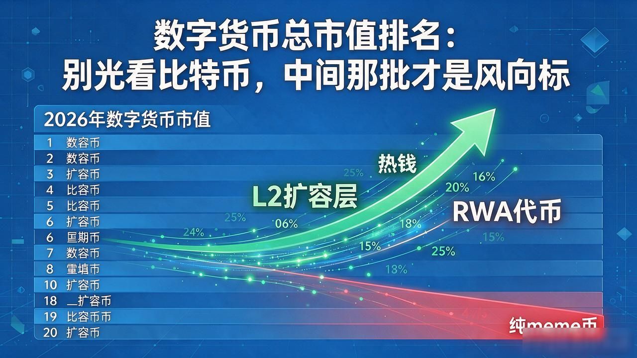 数字货币总市值排名：别光看比特币，中间那批才是风向标